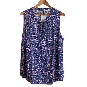 Daniel Rainn Women's Plus Size Sleeveless Blouse Tie-Front Purple Pink Sz 2X NWT